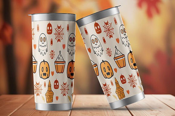 20oz Boho Halloween Tumbler Wrap PNG for Graphic Design