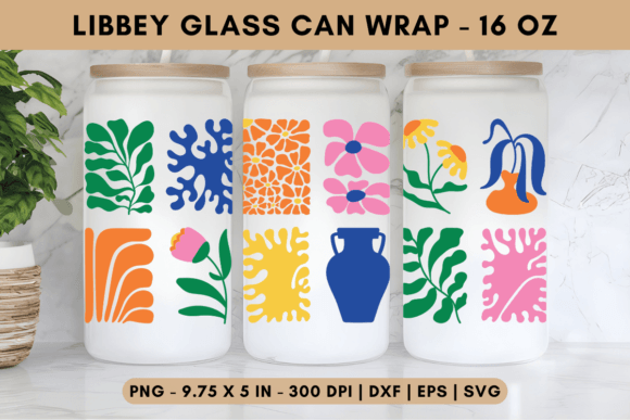 Abstract Garden Libbey Glass Wrap for Tumbler Wraps