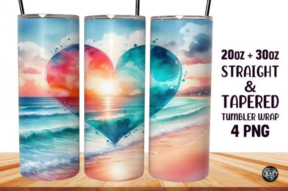 Beach Heart Tumbler Wrap 20oz PNG Review