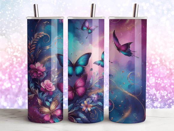 Butterflies Agate Glitter Tumbler PNG Review