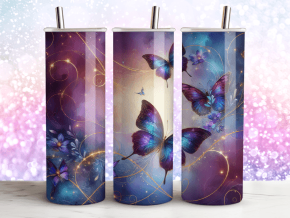 Butterflies Agate Glitter Tumbler Wrap Design Review