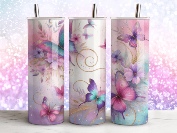 Butterfly Agate Glitter Tumbler Wrap Png – A Versatile Graphic Design Asset