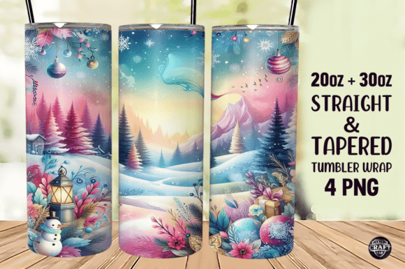 Colorful Winter Day Tumbler Wrap PNG for Branding and Marketing