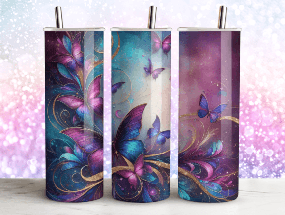 Dazzling Butterflies Agate Tumbler Wrap Graphics