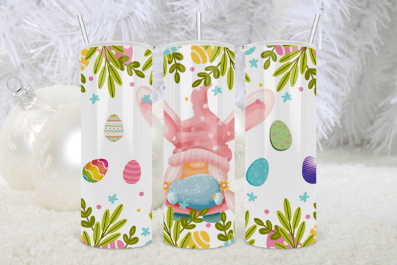 Easter Gnomes Sublimation Tumbler PNG for Print Templates and Graphics
