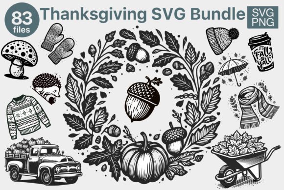 Fall Thanksgiving SVG PNG Bundle: A Graphic Design Asset for Seasonal Content