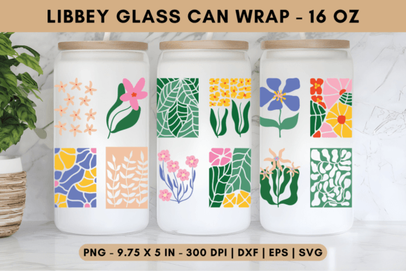 Floral Mosaic Libbey Glass Wrap - A Versatile Graphic Design Asset