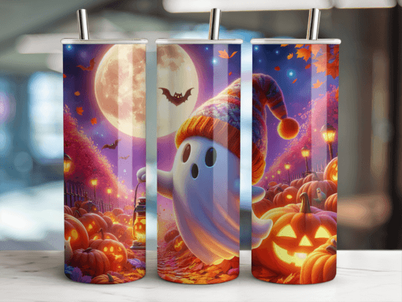 Ghost Cheer Halloween 20oz Tumbler Wrap Graphics