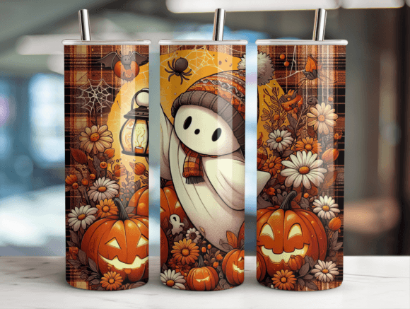 Halloween Cute Ghost Tumbler Wrap PNG - Graphics for Tumbler Wraps