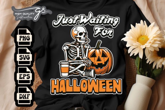 Halloween Just Waiting Skeleton SVG for Crafts and Graphics