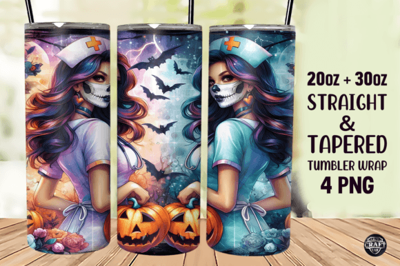 Halloween Nurse Tumbler Wrap 20oz PNG Graphics