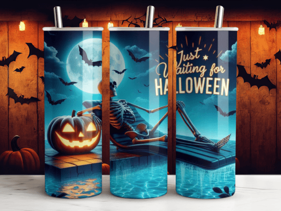 Just Waiting for Halloween Tumbler 20 Oz Graphics