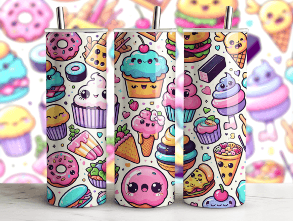 Kawaii Food Tumbler Wrap Graphics