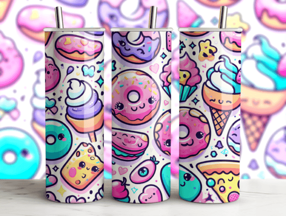 Kawaii Food Tumbler Wrap Sublimation PNG – A Versatile Graphic Design Asset