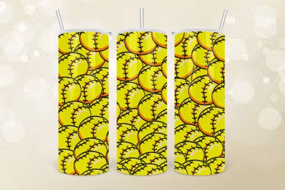Softball 20oz Skinny Tumbler Wrap PNG for Crafts and Graphics