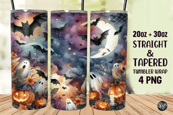 Spooky Bat Halloween Tumbler Wrap PNG for Graphic Design