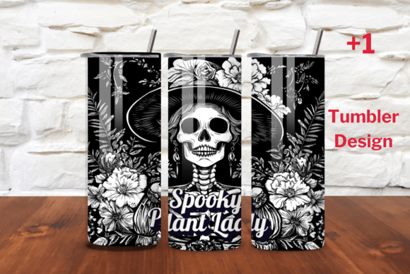 Spooky Plant Lady 20oz Tumbler Wrap PNG for Blog and Web Design