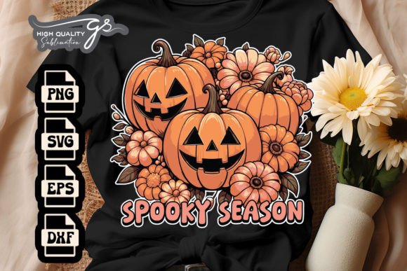 Spooky Season Pumpkins and Daisy SVG for Graphics and Crafts