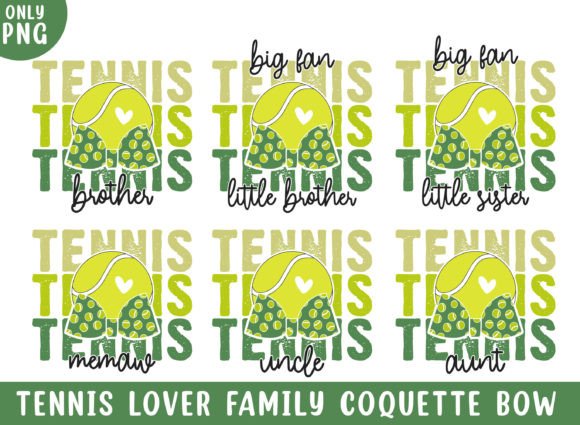 Tennis Family Retro Coquette Bow Design for Crafts and Graphics