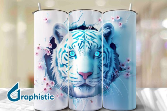 Tiger Floral Break Through Tumbler PNG32 for Branding and Graphics