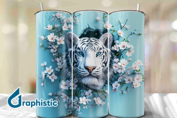 Tiger Floral Break Through Tumbler PNG33 Graphics