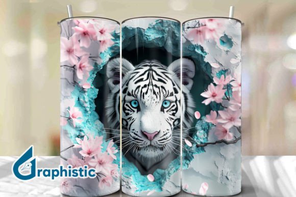 Tiger Floral Break Through Tumbler PNG37 Graphics