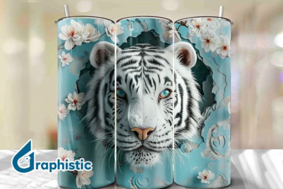 Tiger Floral Break Through Tumbler PNG40 Graphics