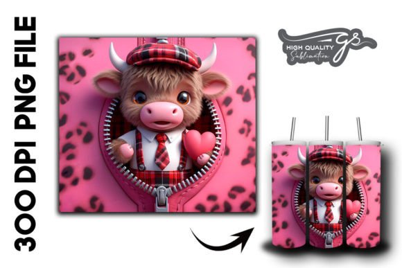 Valentine Highland Cow Tumbler Wrap 32: A Graphic Design Asset for Bloggers and Publishers