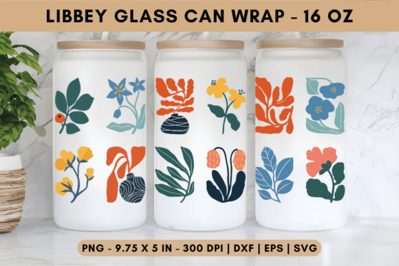 Vibrant Garden Libbey Glass Wrap Graphics for Tumbler Wraps